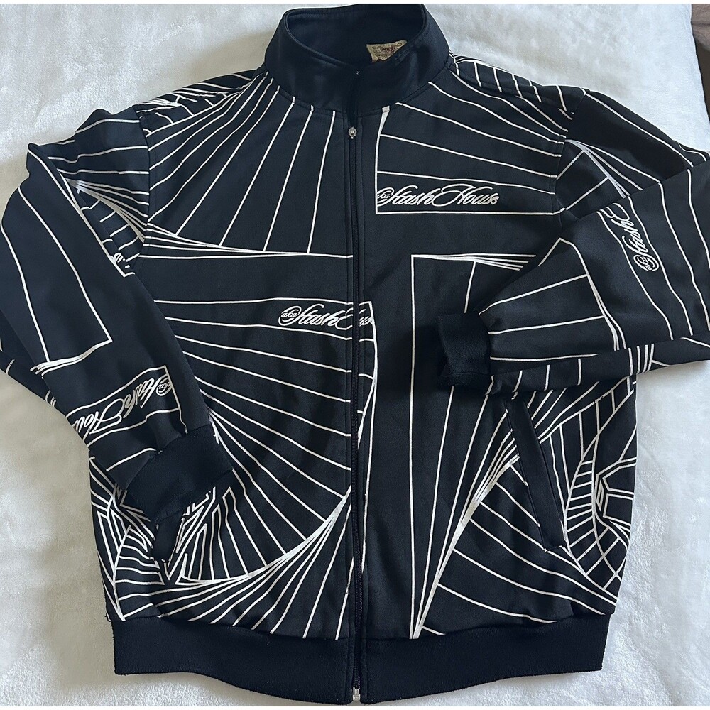 Vintage Stash House Track Jacket Men XL Stack Paper Y2K Hip Hop Flawed Pull